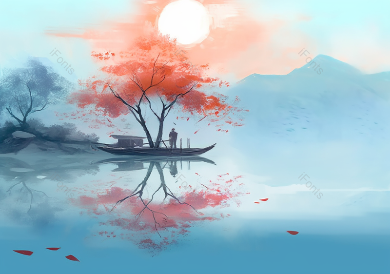 手绘中国风小清新水彩风格山水风景插画,插画/手绘图,插画/手绘图库,插画/手绘图下载,插画/手绘